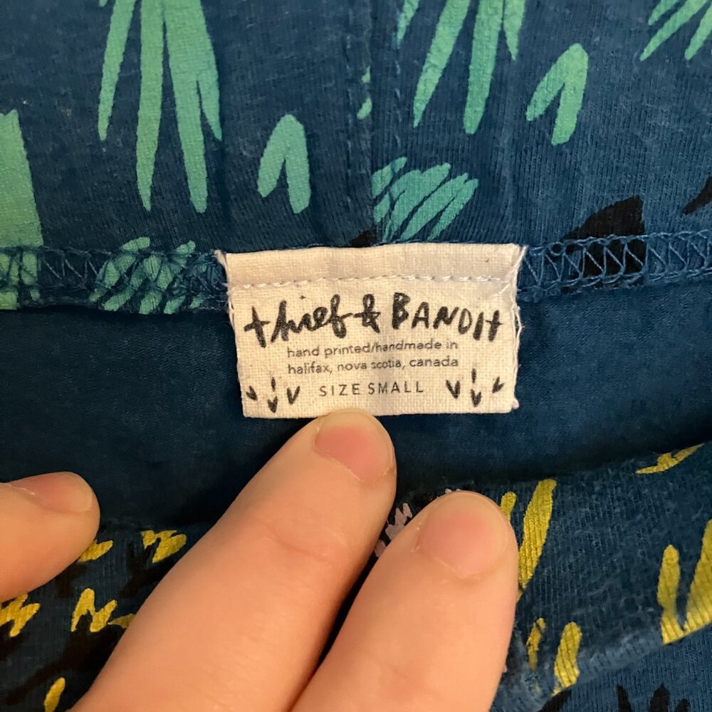 High Waisted Floral Leggings - Hand Printed Organic Cotton - Thief and Bandit - Picture 4 of 5